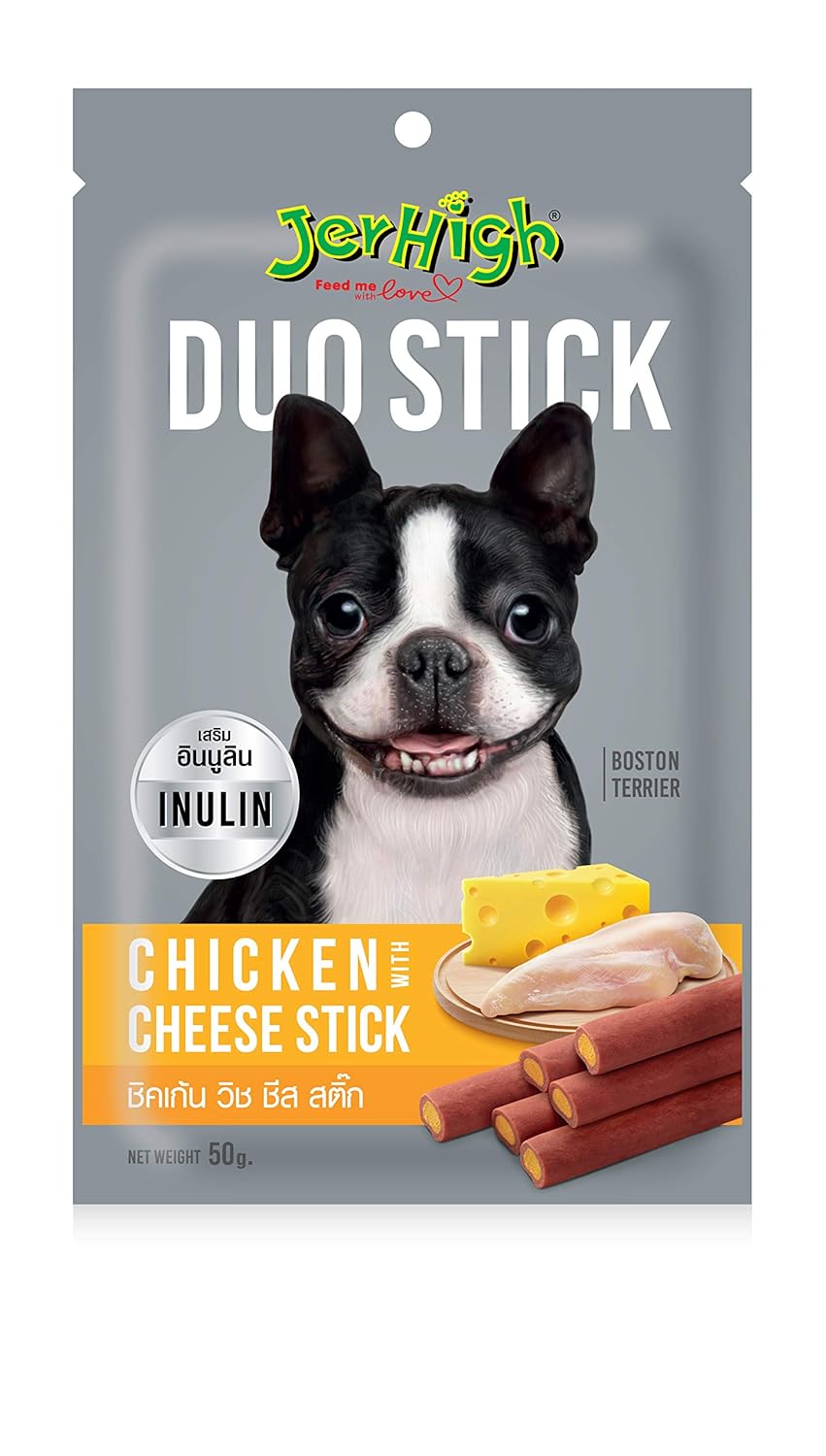 JERHIGH DUO STICK CHICKEN WITH CHEESE STICK,DOG TREATS MEDIUM, 50GM