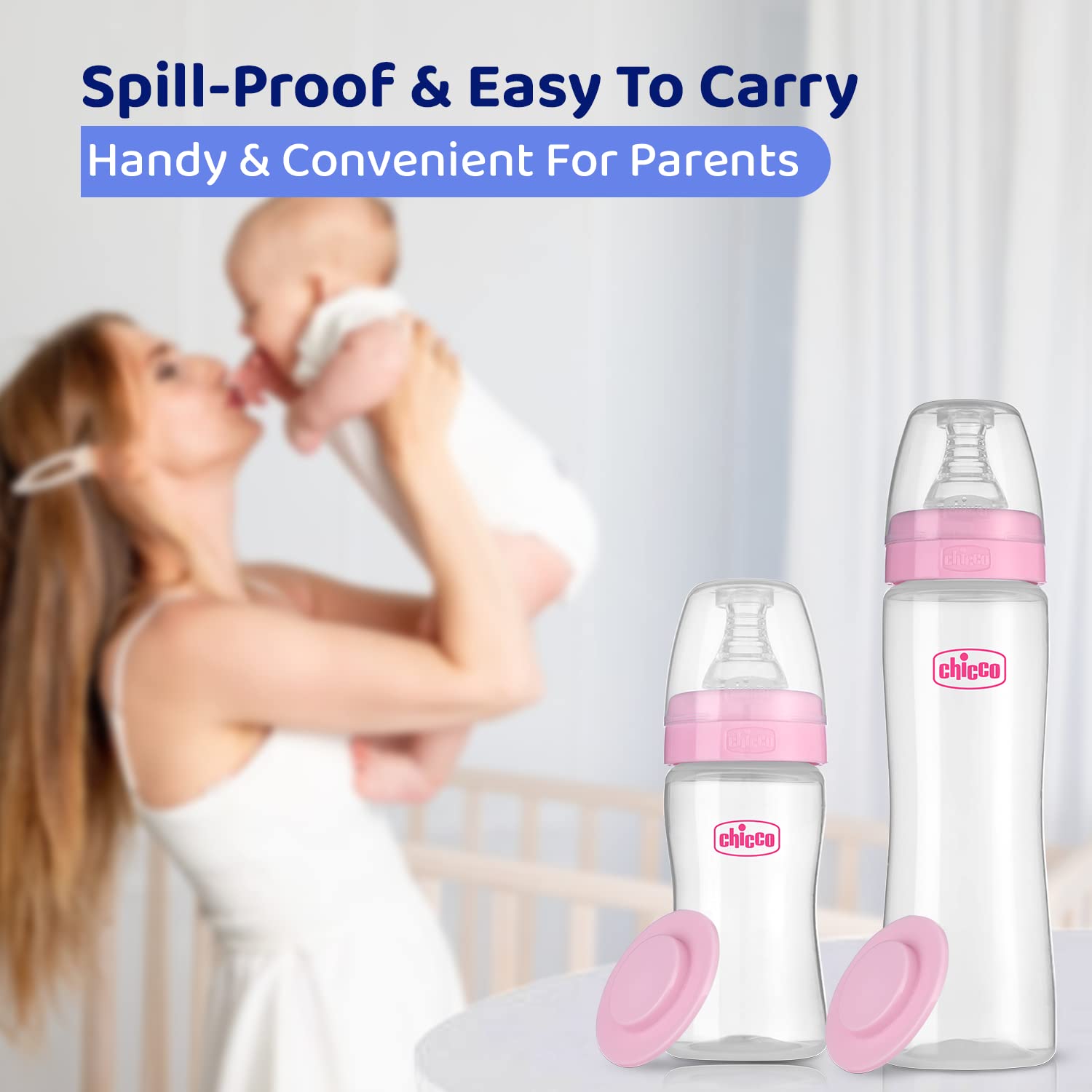 CHICCO WB GLASS MEDIUM FLOW FEED EASY BOTTEL 2M+ PINK 250ML