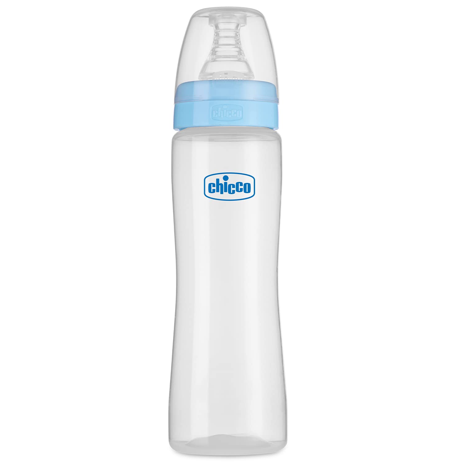 CHICCO WB GLASS MEDIUM FLOW FEEDING EASY BOTTEL 2M+ BLUE 250ML