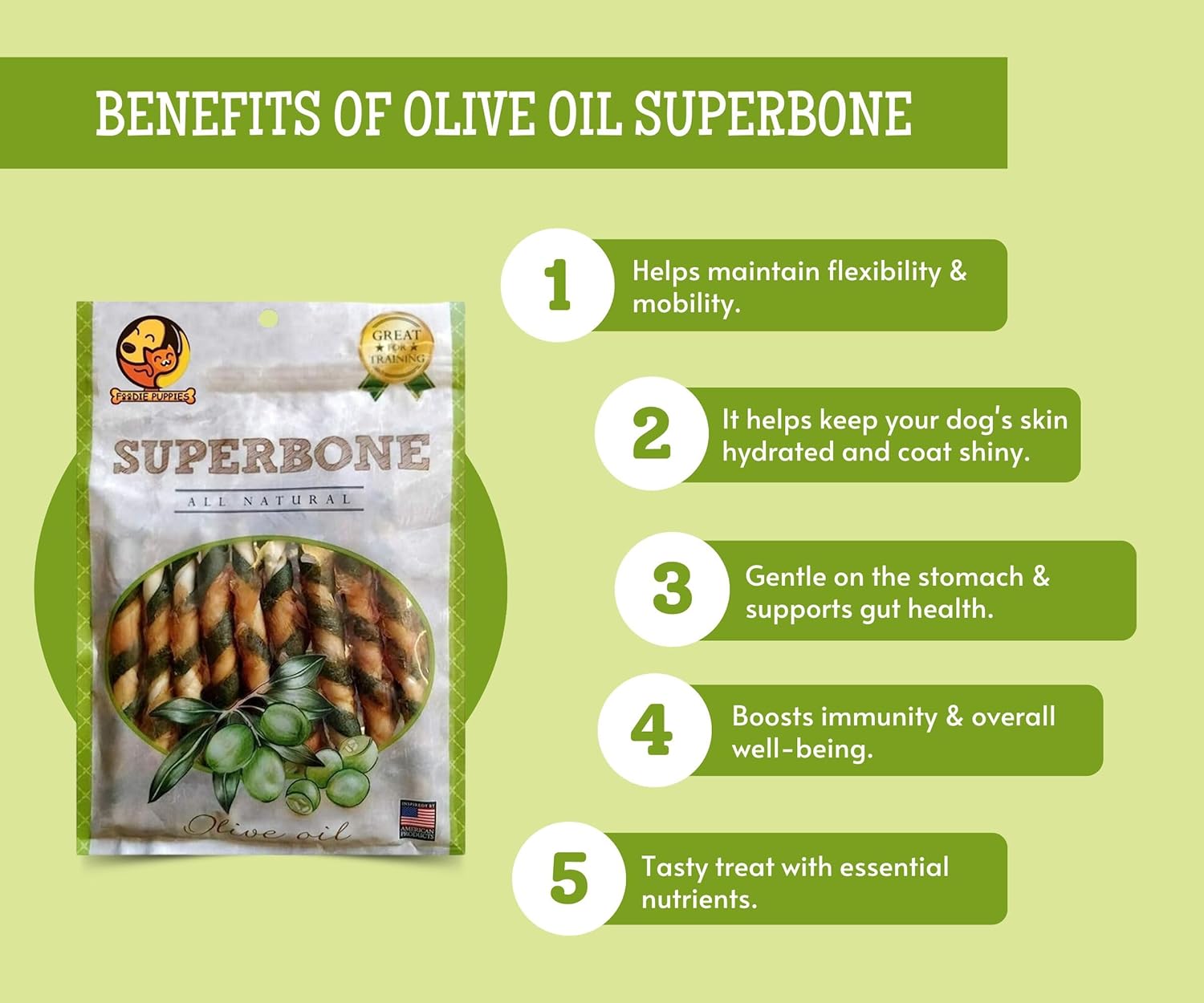 FOODIE PUPPIES SUPERBONE STICK DOG TREAT OLIVE OIL 140GM