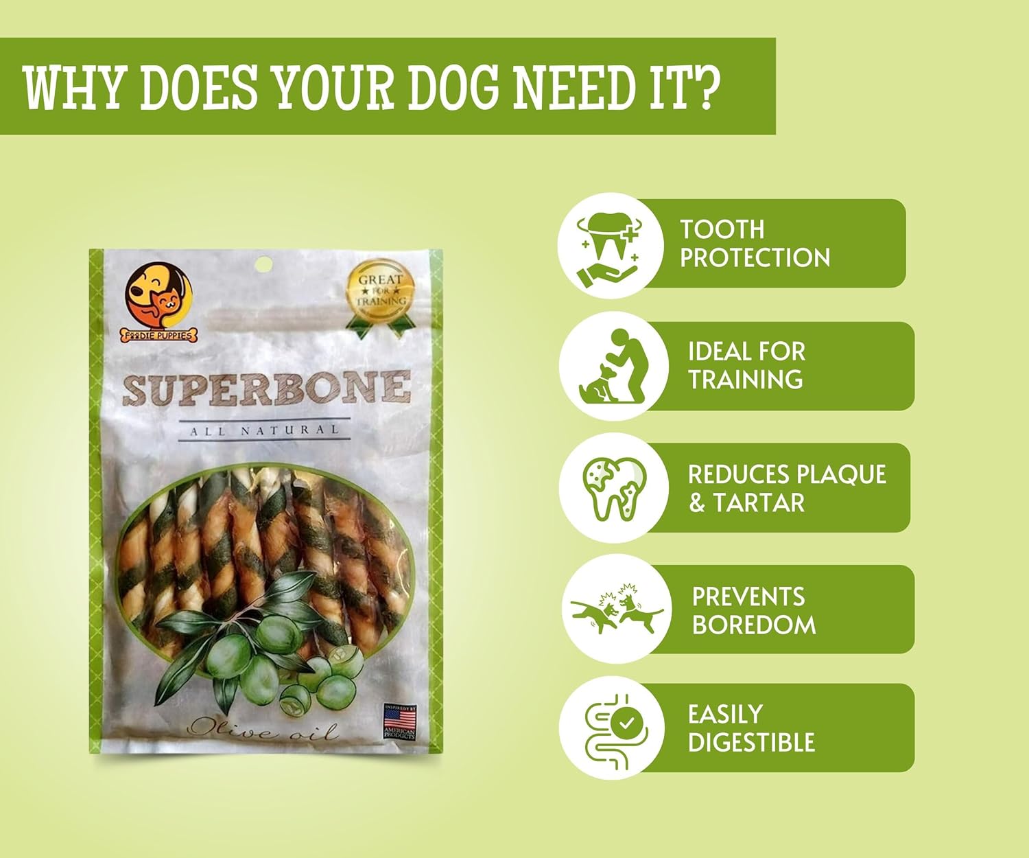 FOODIE PUPPIES SUPERBONE STICK DOG TREAT OLIVE OIL 140GM