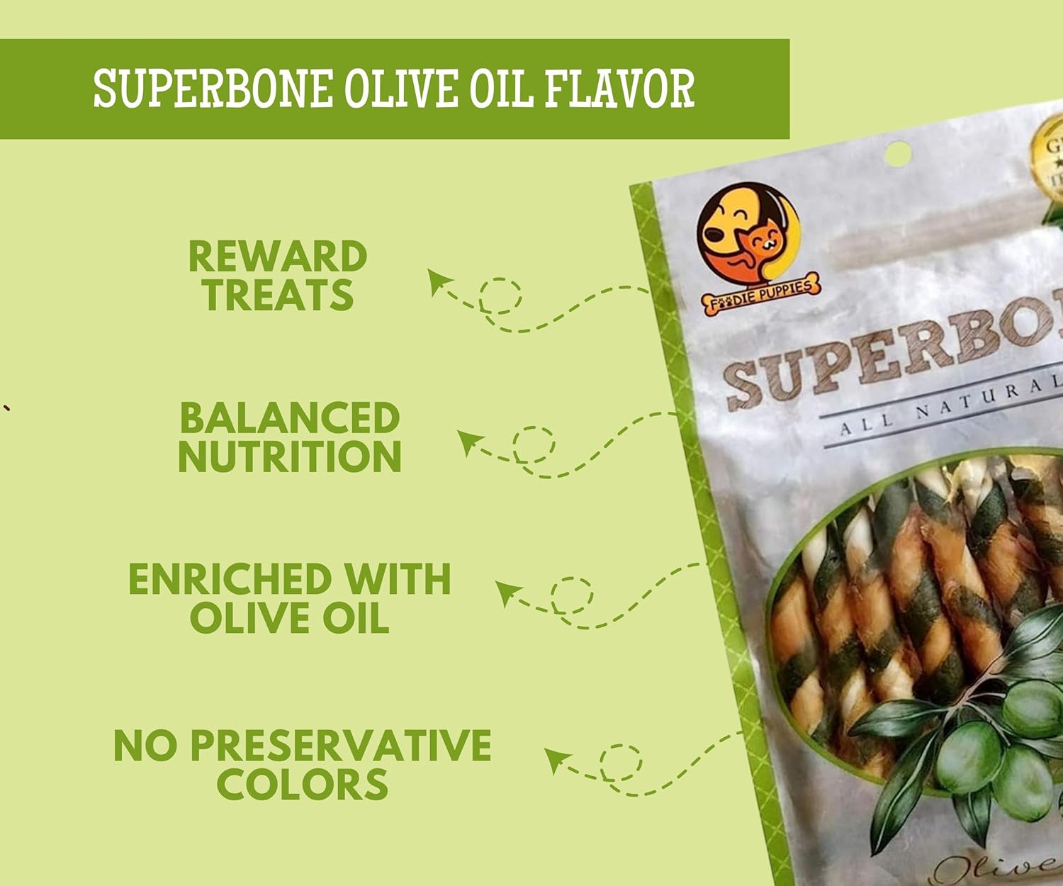 FOODIE PUPPIES SUPERBONE STICK DOG TREAT OLIVE OIL 140GM