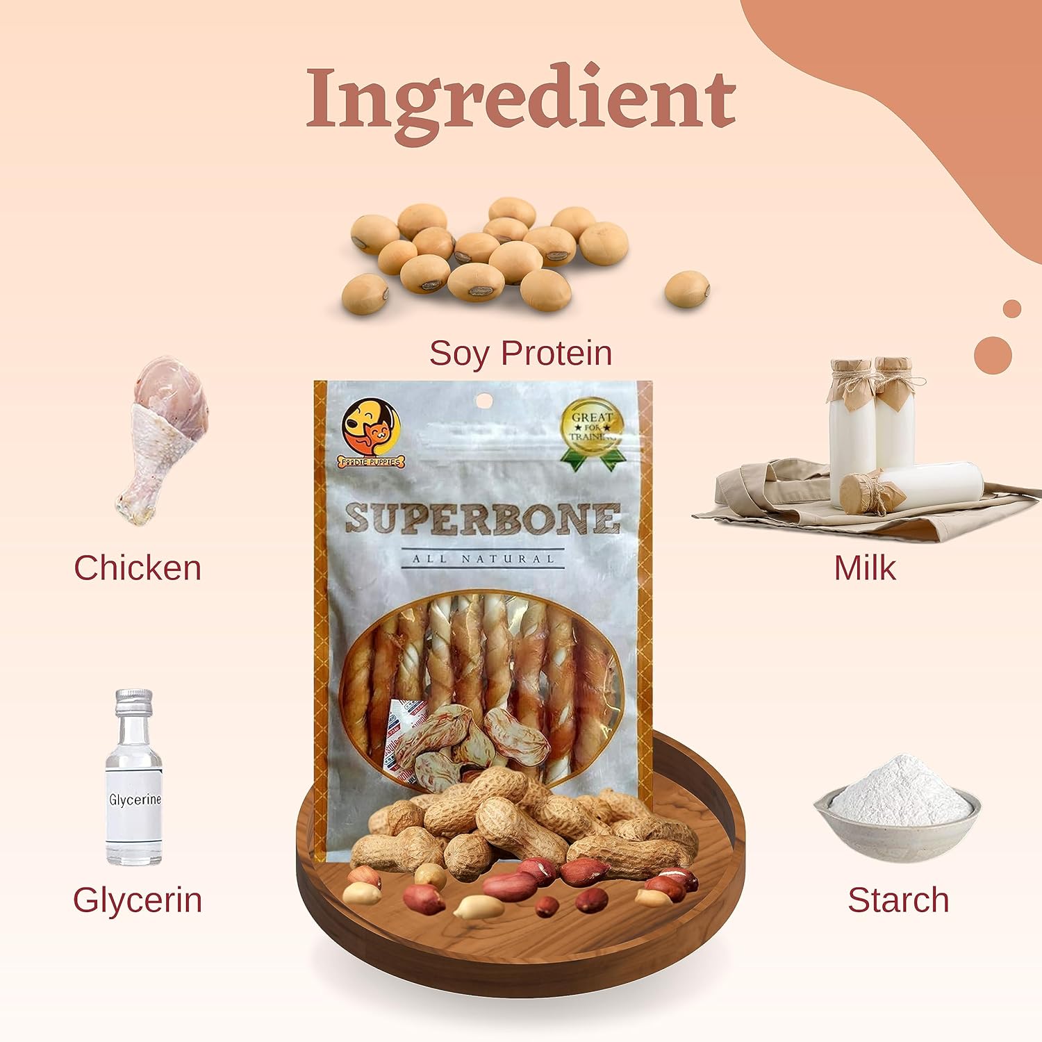 FOODIE PUPPIES SUPERBONE ALL NATURAL CHICKEN STICKS DOG TREAT PEANUT BUTTER 140GM