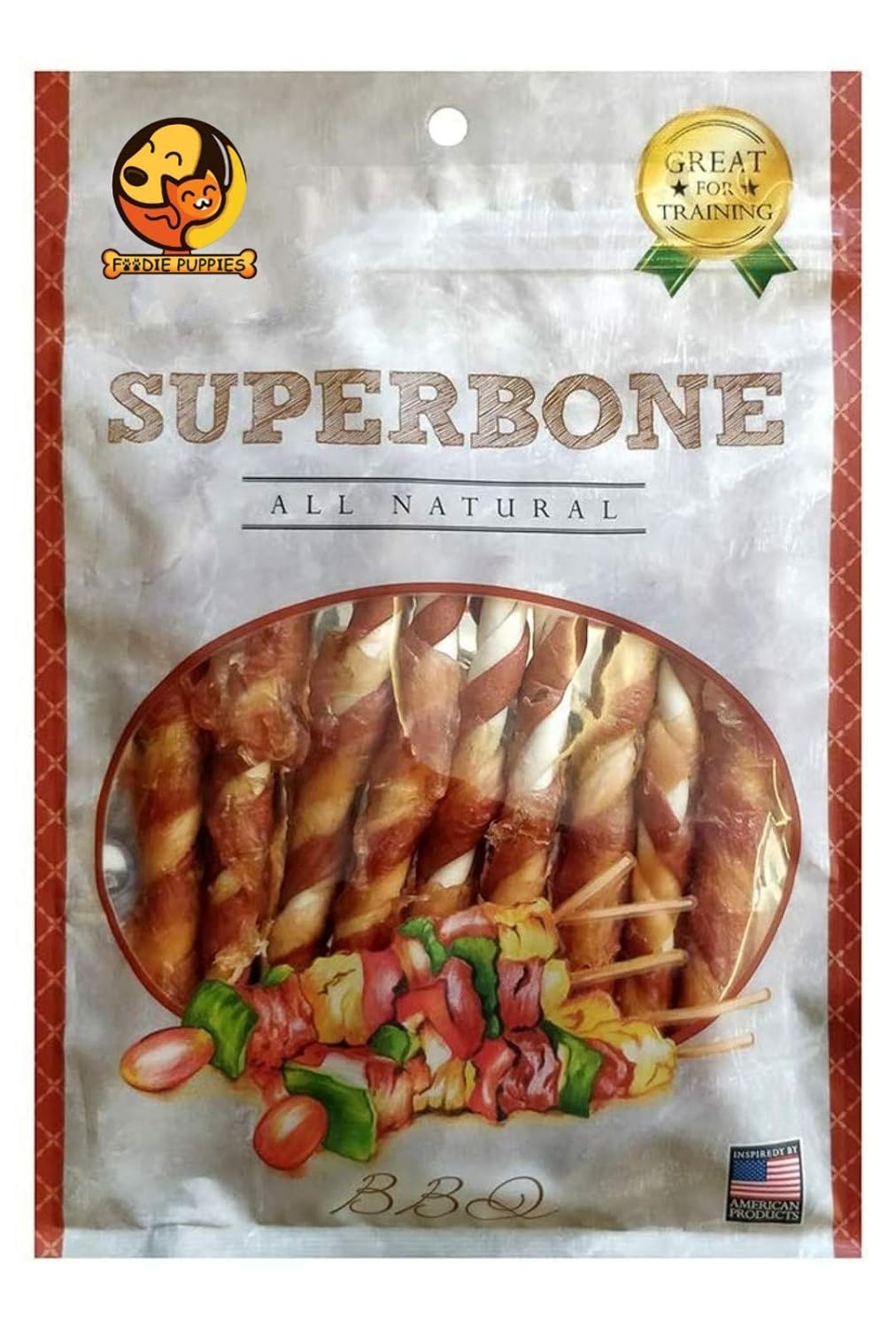 FOODIE PUPPIES SUPERBONE ALL NATURAL CHICKEN STICKS DOG TREAT BBQ 140GM