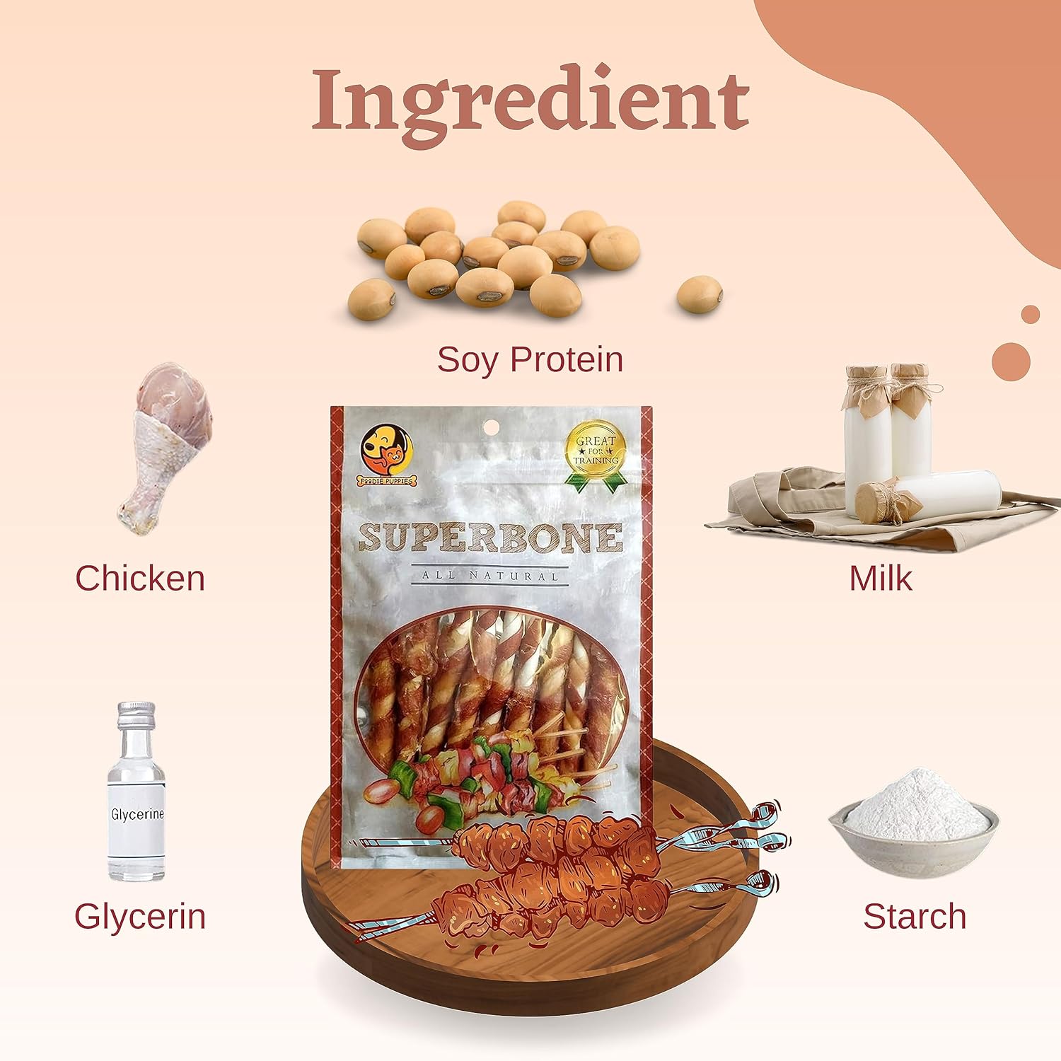 FOODIE PUPPIES SUPERBONE ALL NATURAL CHICKEN STICKS DOG TREAT BBQ 140GM