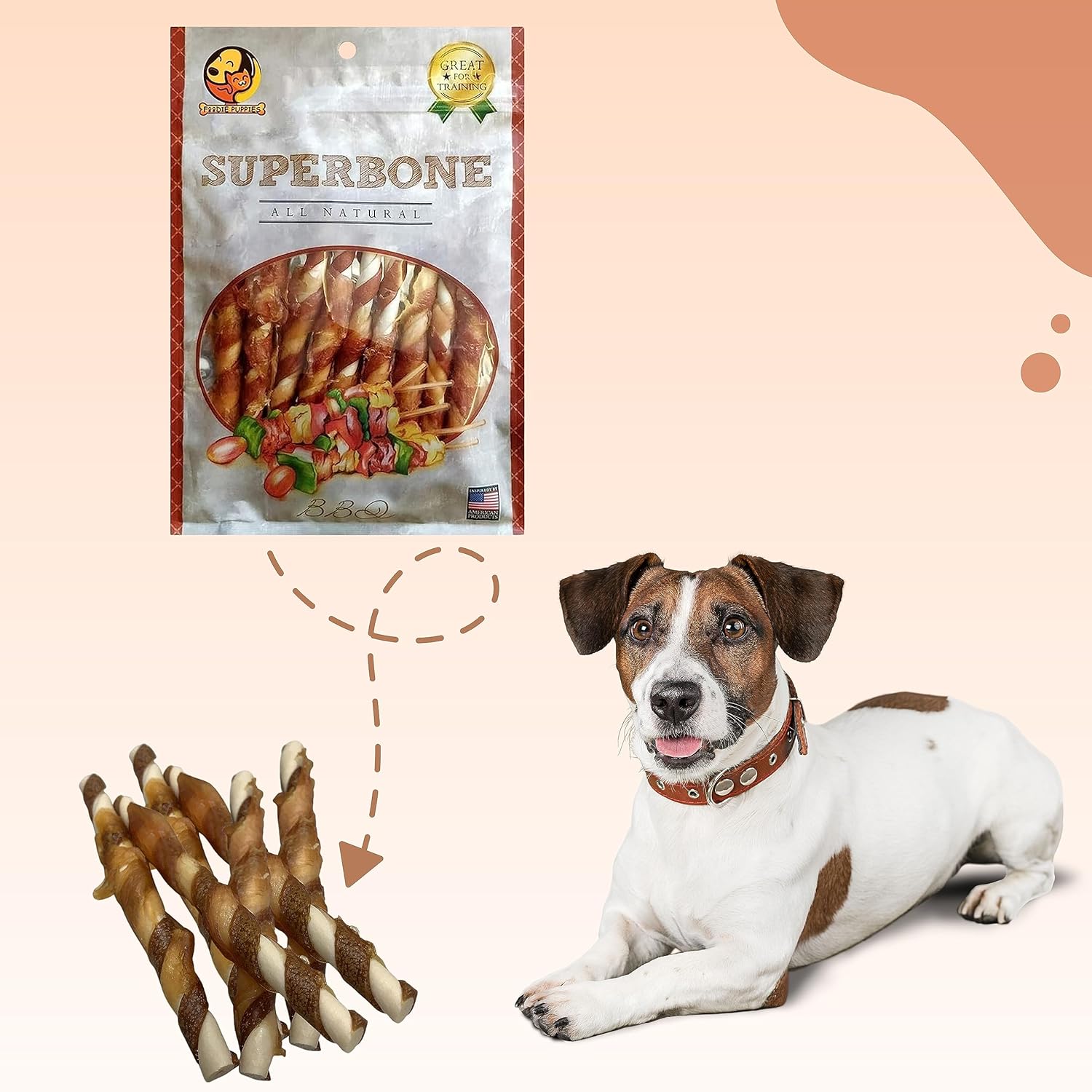 FOODIE PUPPIES SUPERBONE ALL NATURAL CHICKEN STICKS DOG TREAT BBQ 140GM