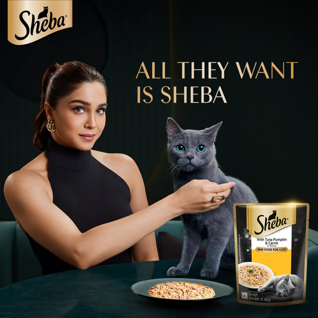SHEBA FINE PREMIUM ADULT (1+ YEARS) WET CAT FOOD, TUNA PUMPKIN & CARROT IN GRAVY 70GM