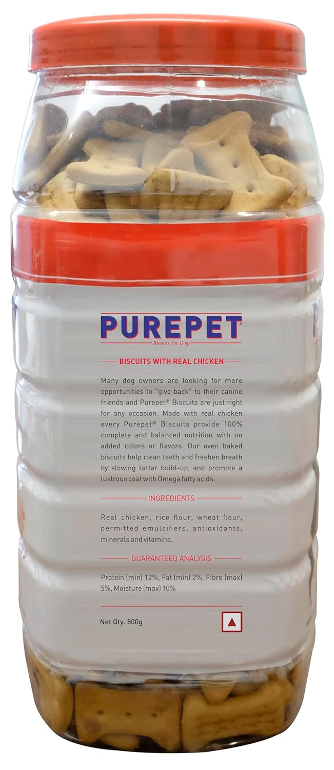 PUREPET DOG BISCUIT TREATS REAL CHICKEN FLAVOUR FOR ALL LIFE STAGES 800GM