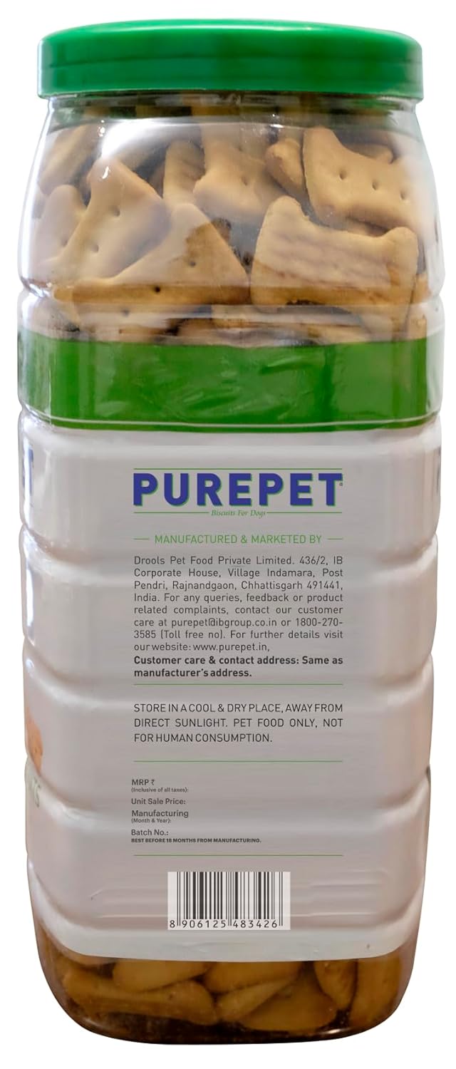 PUREPET DOG BISCUIT TREATS 100% VEGETABLE FLAVOUR FOR ALL LIFE STAGES 800GM