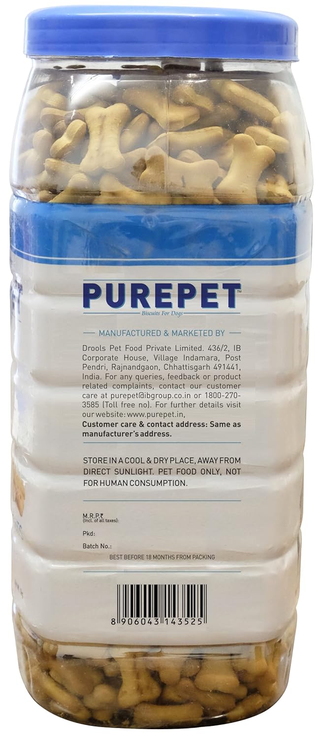 PUREPET DOG BISCUIT TREATS MILK AND REAL CHICIKEN FLAVOUR FOR ALL LIFE STAGES 800GM