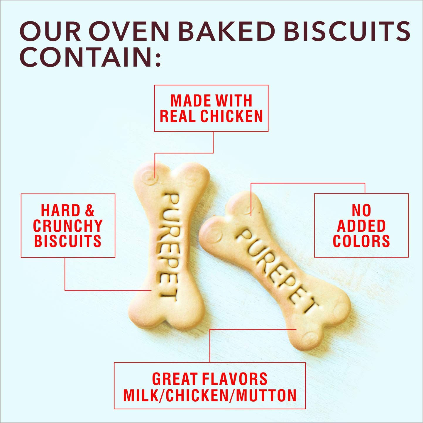 PUREPET DOG BISCUIT TREATS MILK AND REAL CHICIKEN FLAVOUR FOR ALL LIFE STAGES 800GM