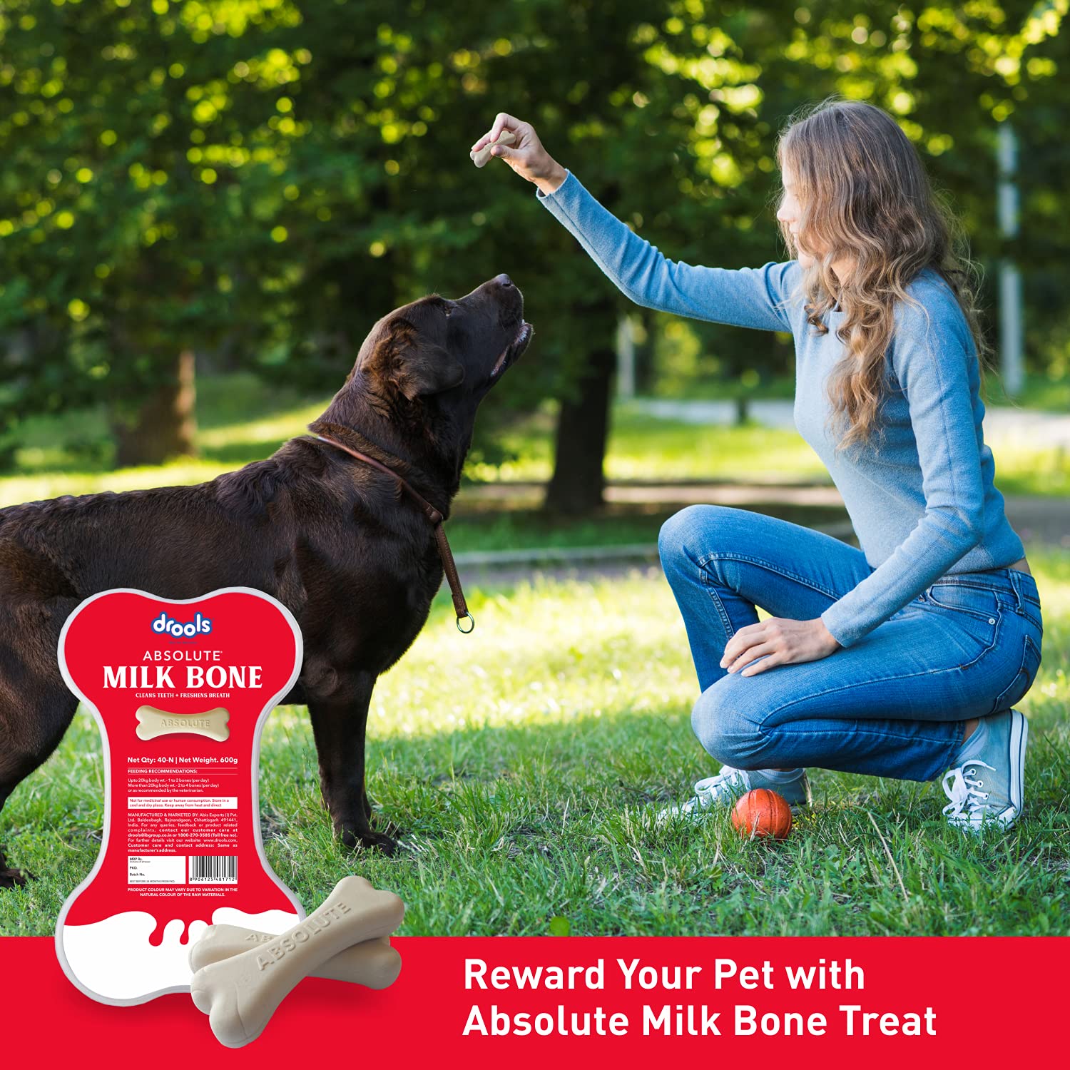 DROOLS ABSOLUTE DOG BONE TREATS, MILK FLAVOUR JAR, ALL LIFE STAGES 40 PEICES