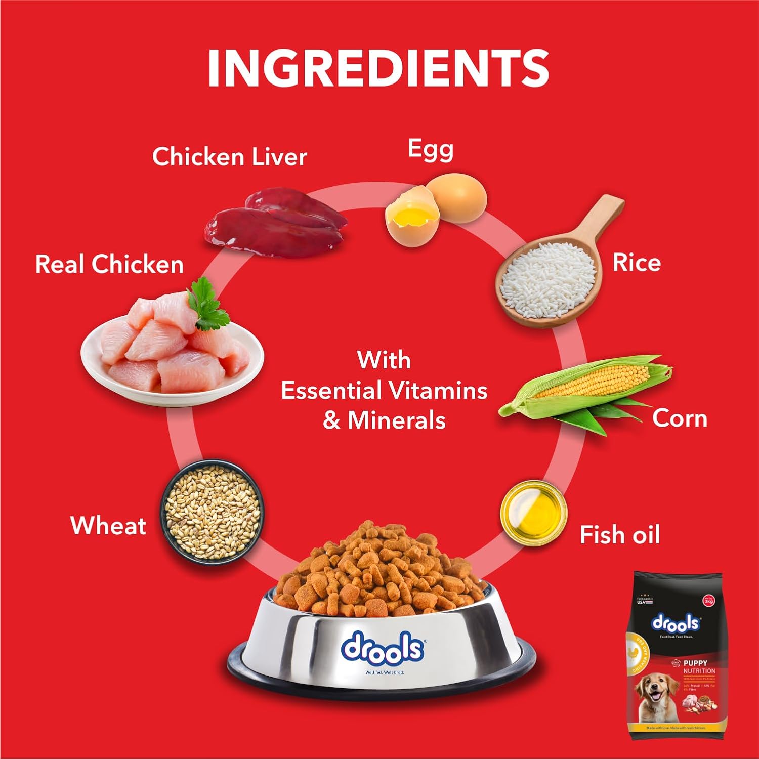 DROOLS PUPPY DRY DOG FOOD CHICKEN AND EGG 3KG