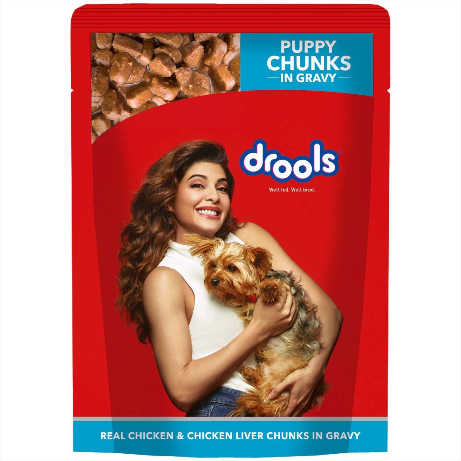 DROOLS REAL CHICKEN & CHICKEN LIVER CHUNKS IN GRAVY DOG WET FOOD, PUPPY, 150GM