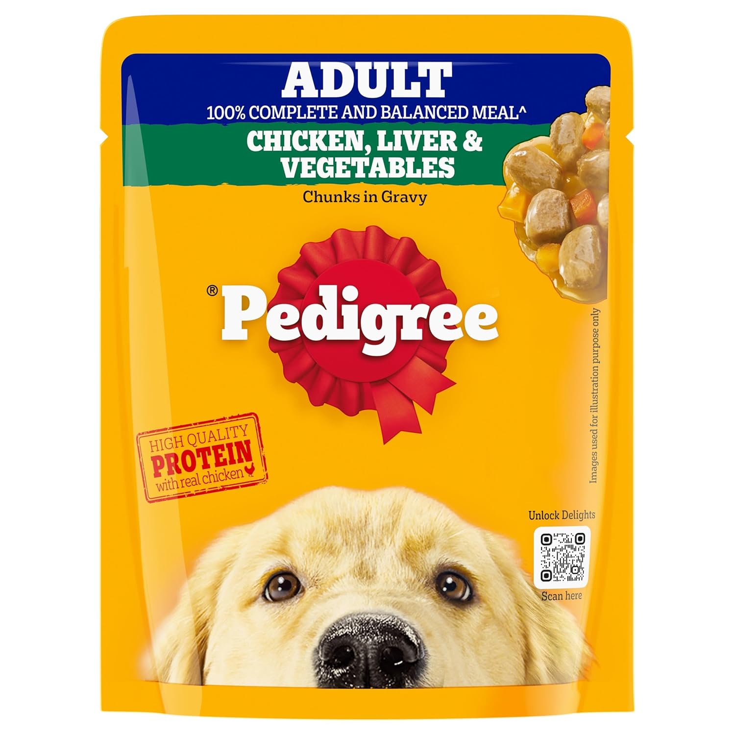 PEDIGREE ADULT WET DOG FOOD, CHICKEN LIVER & VEGETABLES CHUNKS IN GRAVY, 70GM