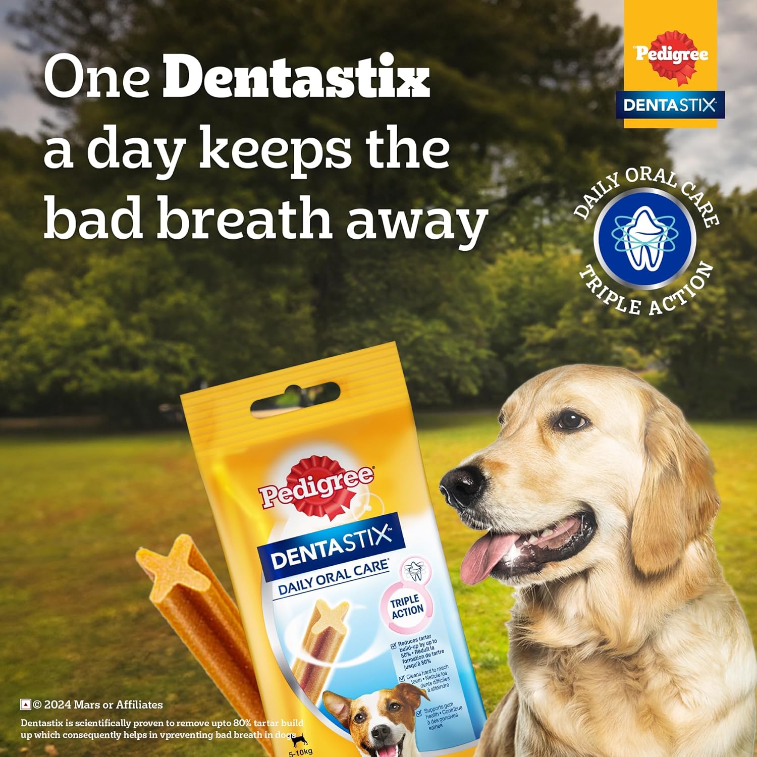 PEDIGREE DENTASTIX ORAL CARE DOG TREAT FOR ADULT MEDIUM BREED (10-25KG) 7 STICKS WEEKLY PACK 180GM