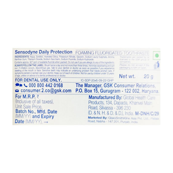 SENSODYNE DAILY PROTECTION TOOTHPASTE 20GM