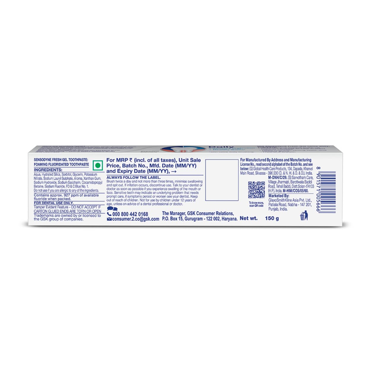 SENSODYNE FRESH GEL SENSITIVITY RELIEF TOOTHPASTE 150GM