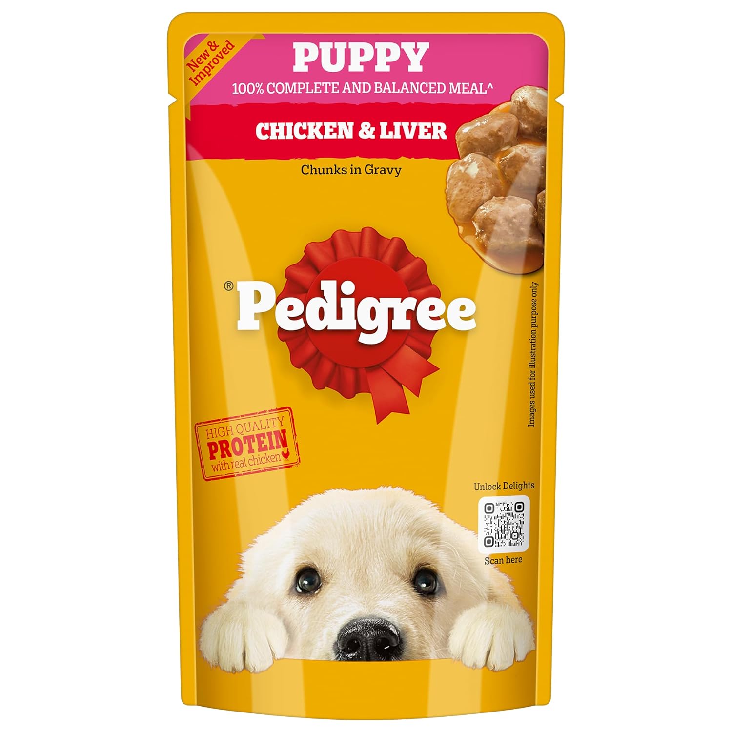 PEDIGREE PUPPY WET DOG FOOD, CHICKEN & LIVER CHUNKS IN GRAVY, 130GM