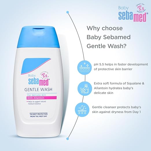 SEBAMED BABY GENTLE WASH|PH 5.5| BODY WASH|SOAP FREE|TEAR FREE|200ML