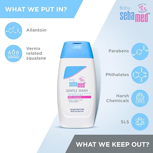 SEBAMED BABY GENTLE WASH|PH 5.5| BODY WASH|SOAP FREE|TEAR FREE|200ML