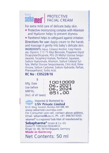 SEBAMED BABY PROTECTIVE FACIAL CREAM|PH 5.5| FACE CREAM|VITAMIN E FOR SOFT SKIN|50ML