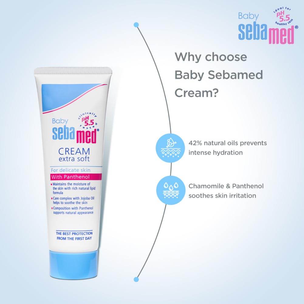 SEBAMED BABY CREAM EXTRA SOFT|PH 5.5|IDEAL FOR DRY SKIN|50 ML