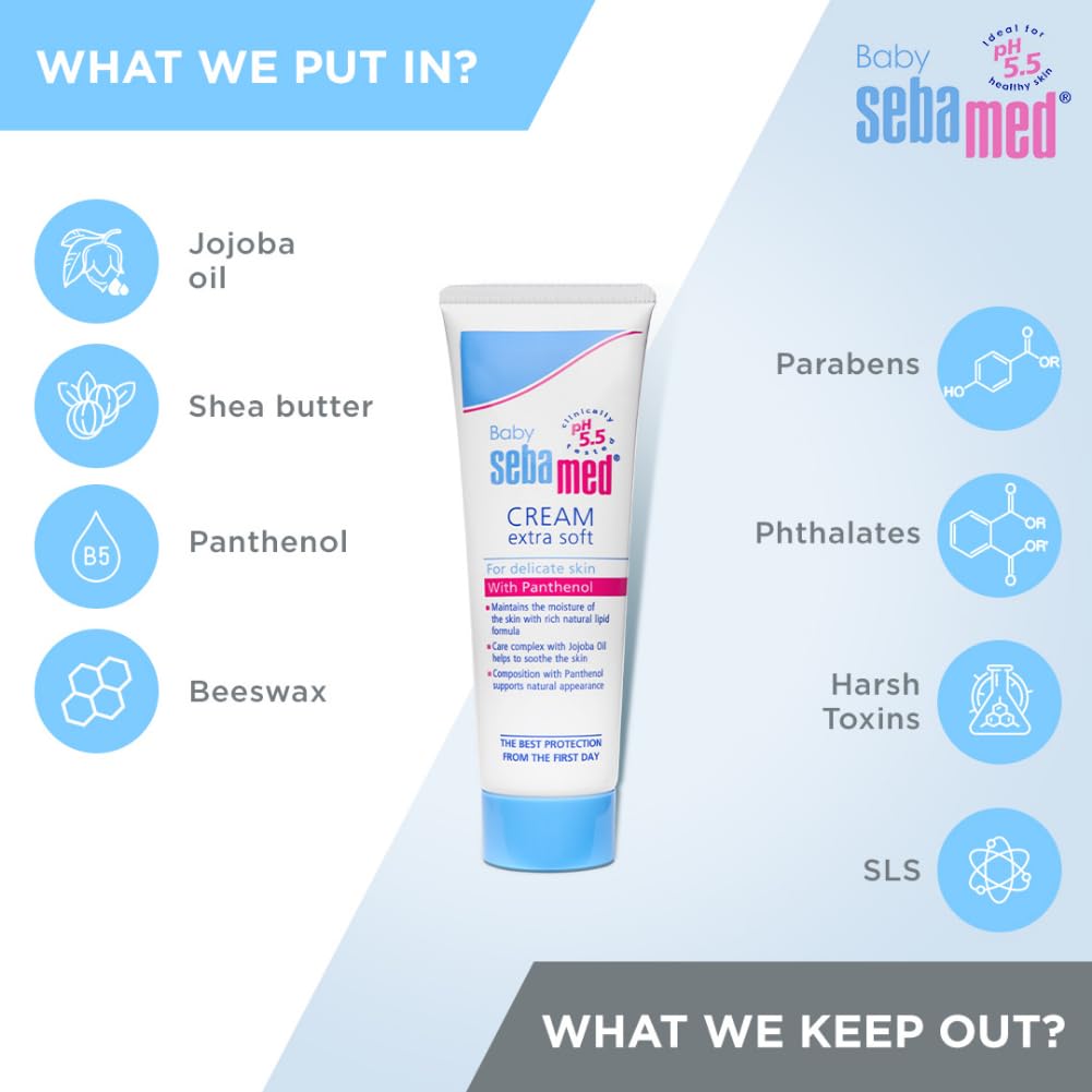 SEBAMED BABY CREAM EXTRA SOFT|PH 5.5|IDEAL FOR DRY SKIN|50 ML