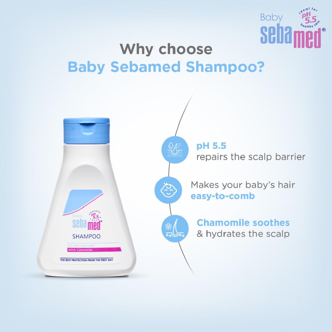 SEBAMED BABY SHAMPOO|PH 5.5| IDEAL FOR NEWBORN’S DELICATE SCALP| NO TEARS | 150 ML