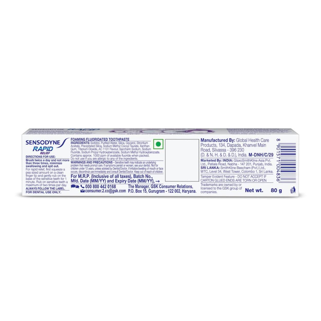 SENSODYNE FRESHNESS TOOTHPASTE - RAPID RELIEF 80GM