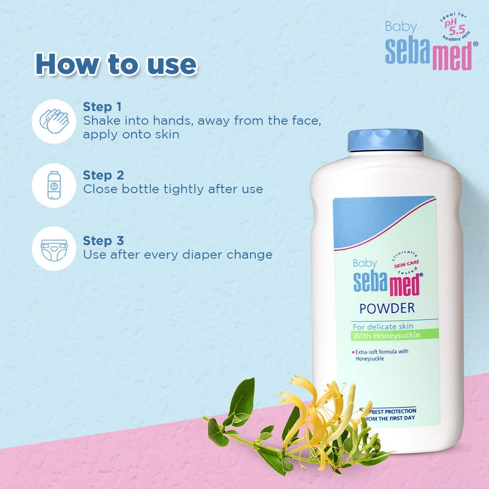 SEBAMED BABY POWDER WITH HONEYSUCKLE|IDEAL FOR PRICKLY HEAT | KEEPS NEWBORN’S SKIN FRESH | 200 GM