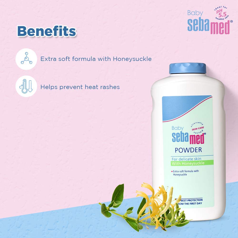 SEBAMED BABY POWDER WITH HONEYSUCKLE|IDEAL FOR PRICKLY HEAT | KEEPS NEWBORN’S SKIN FRESH | 200 GM