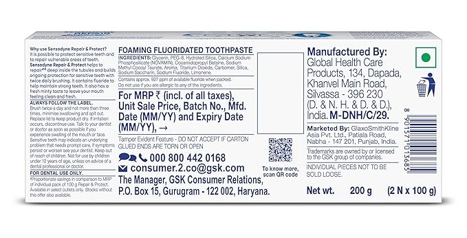 SENSODYNE REPAIR & PROTECT TOOTHPASTE 100GM 2PACK