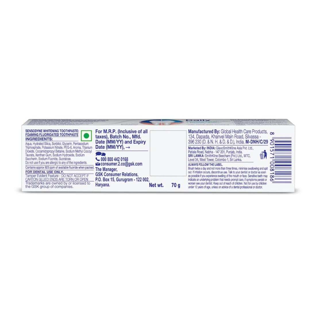 SENSODYNE WHITENING TOOTHPASTE 70GM