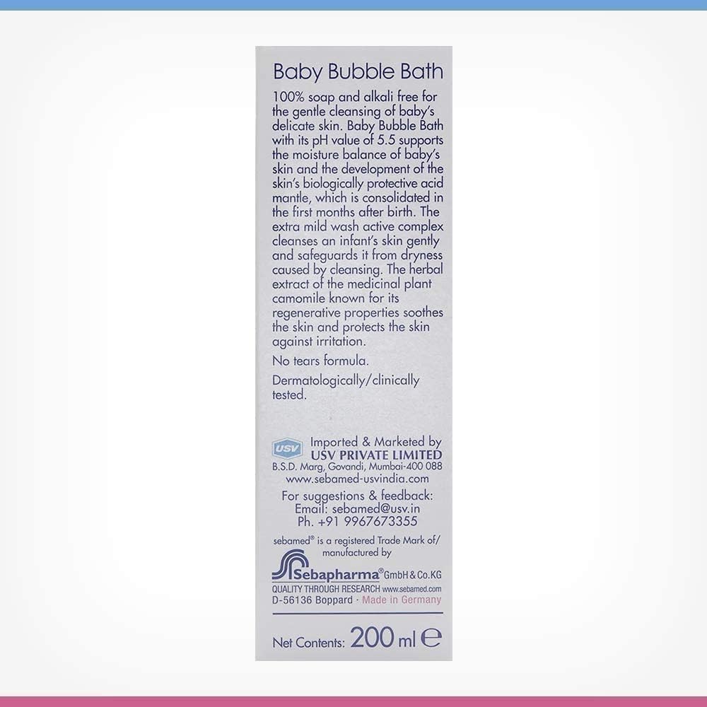 SEBAMED BABY BUBBLE BATH|PH 5.5|WITH CHAMOMILE|NO TEARS |200 ML