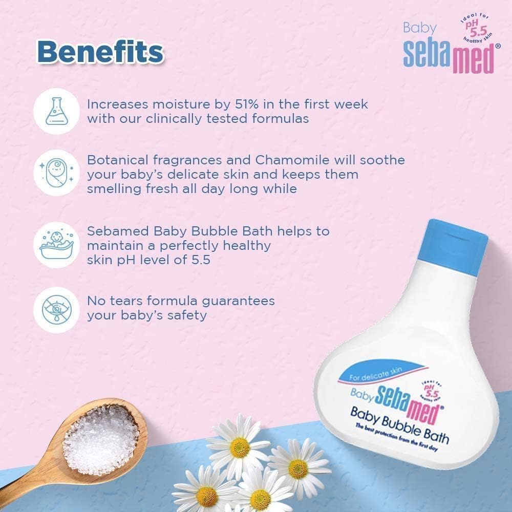 SEBAMED BABY BUBBLE BATH|PH 5.5|WITH CHAMOMILE|NO TEARS |200 ML
