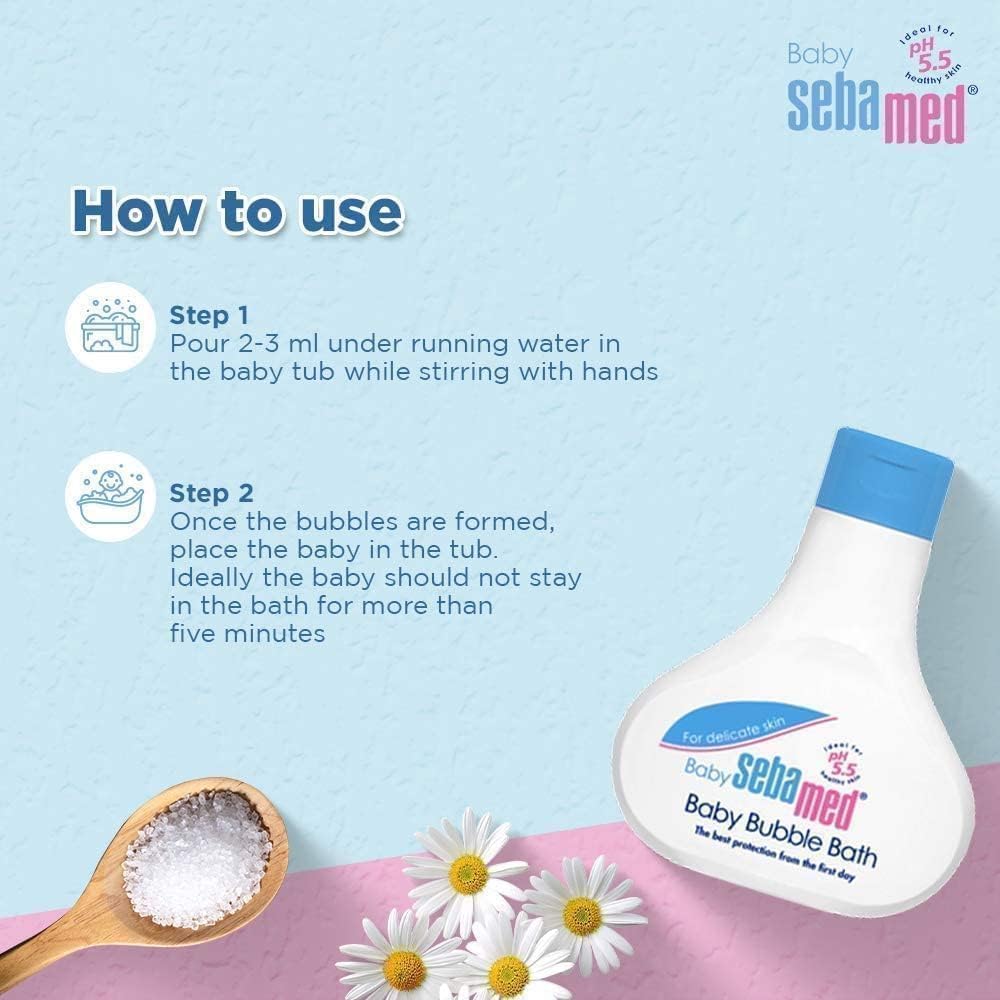 SEBAMED BABY BUBBLE BATH|PH 5.5|WITH CHAMOMILE|NO TEARS |200 ML