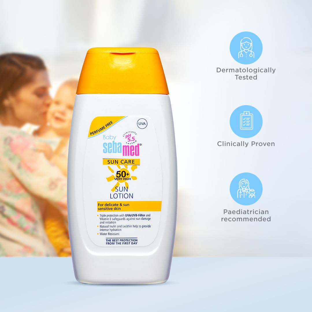 SEBAMED BABY SUN LOTION|PH 5.5|TRIPLE PROTECTION FROM UV RAYS|WATER & SWEAT RESISTANT|200 ML