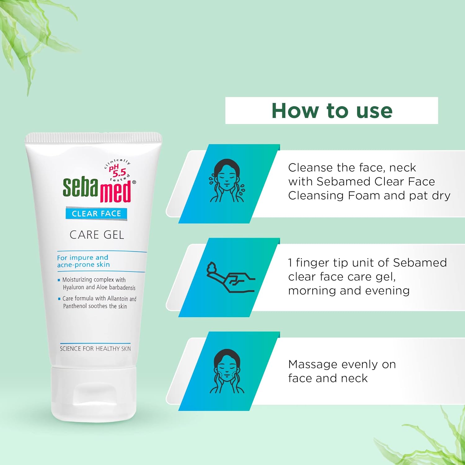 SEBAMED CLEAR FACE CARE GEL | PH 5.5 |NON-STICKY MOISTURIZER WITH HYALURONIC ACID, ALOE VERA 50ML