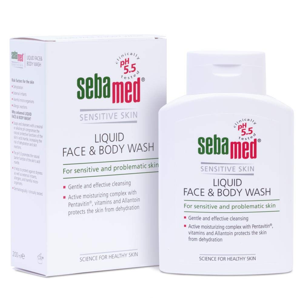 SEBAMED LIQUID FACE & BODY WASH MOISTURIZING PROTECTS THE SKIN FROM DEHYDRATION 200ML