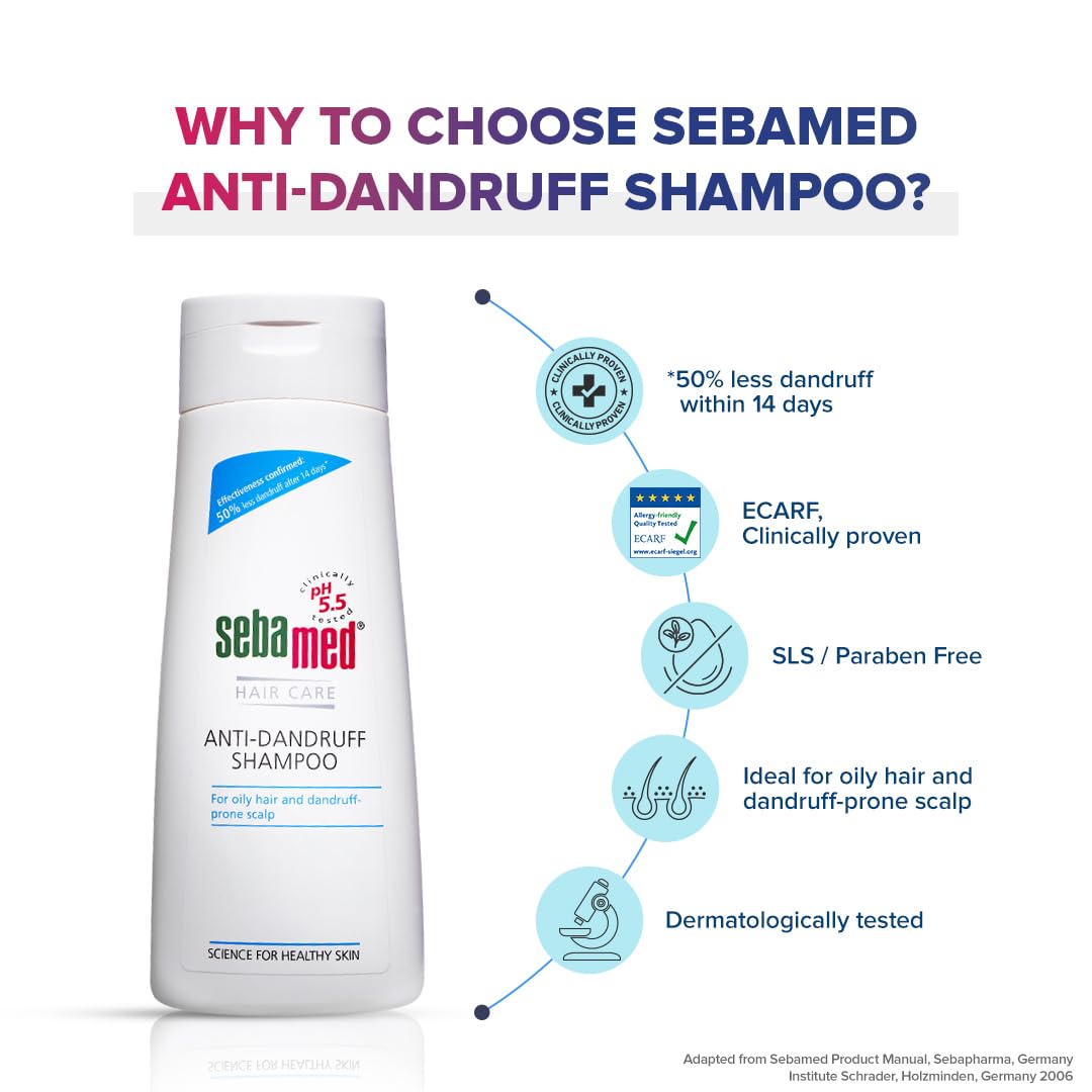 SEBAMED ANTI DANDRUFF SHAMPOO PH 5.5 | REDUCES DANDRUFF, SCALP ITCHING AND IRRITATION 200ML