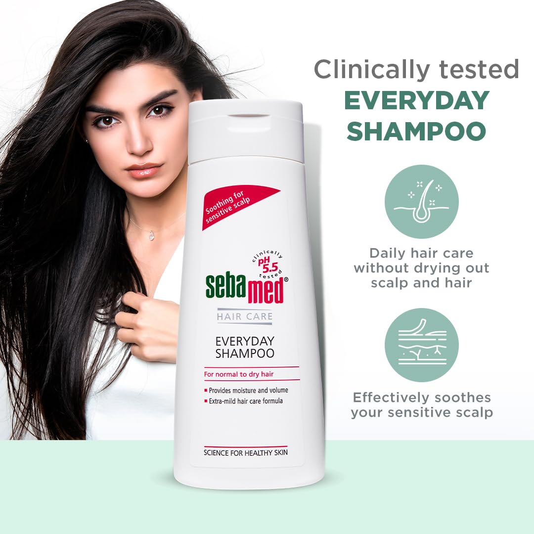 SEBAMED EVERYDAY SHAMPOO |PH 5.5|SOOTHING FOR SENSITIVE SCALP| NORMAL TO DRY SCALP 200ML