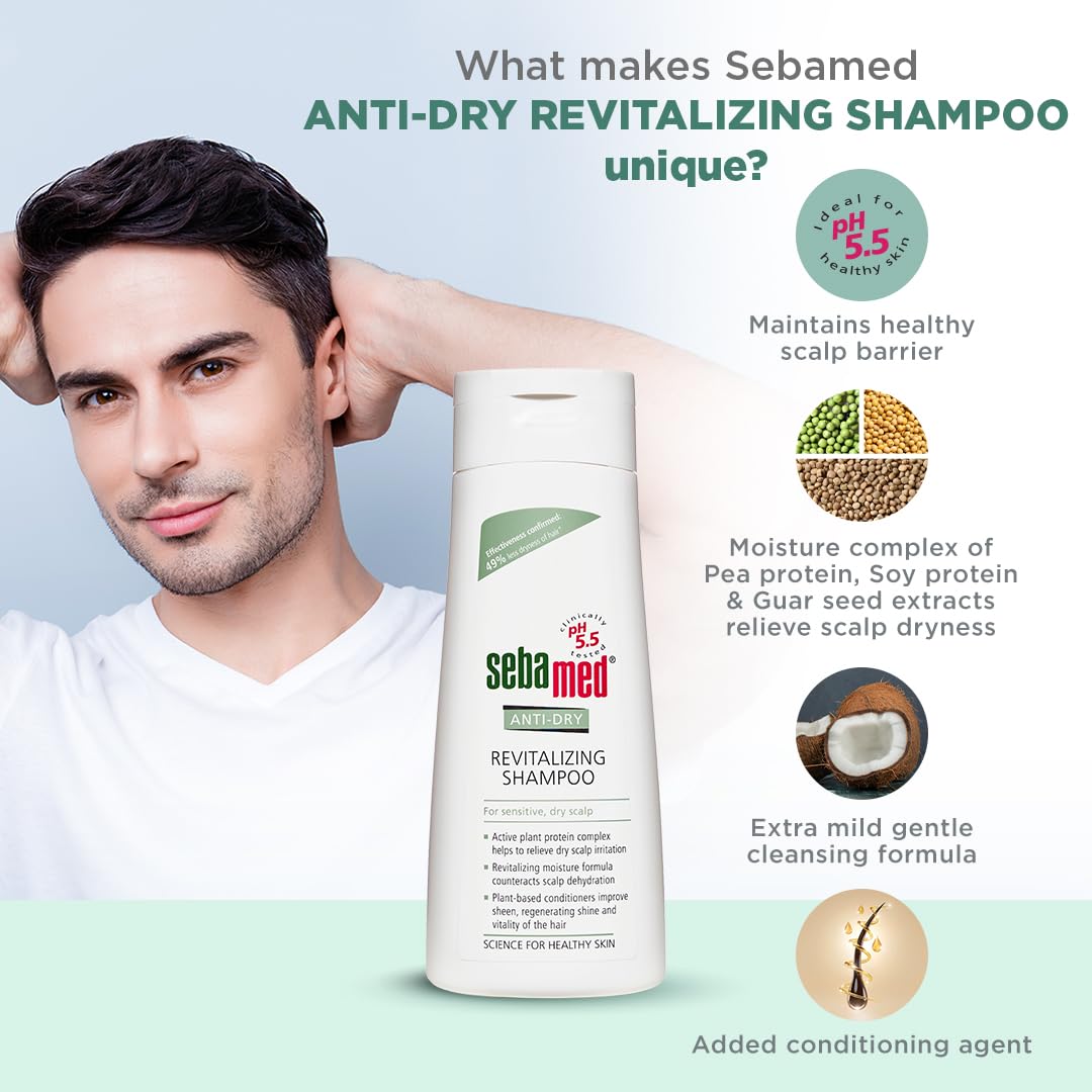 SEBAMED ANTI-DRY REVITALIZING SHAMPOO | PH 5.5 I CONFIRMED 49% LESS DRYNESS IN 3 WEEKS 200ML