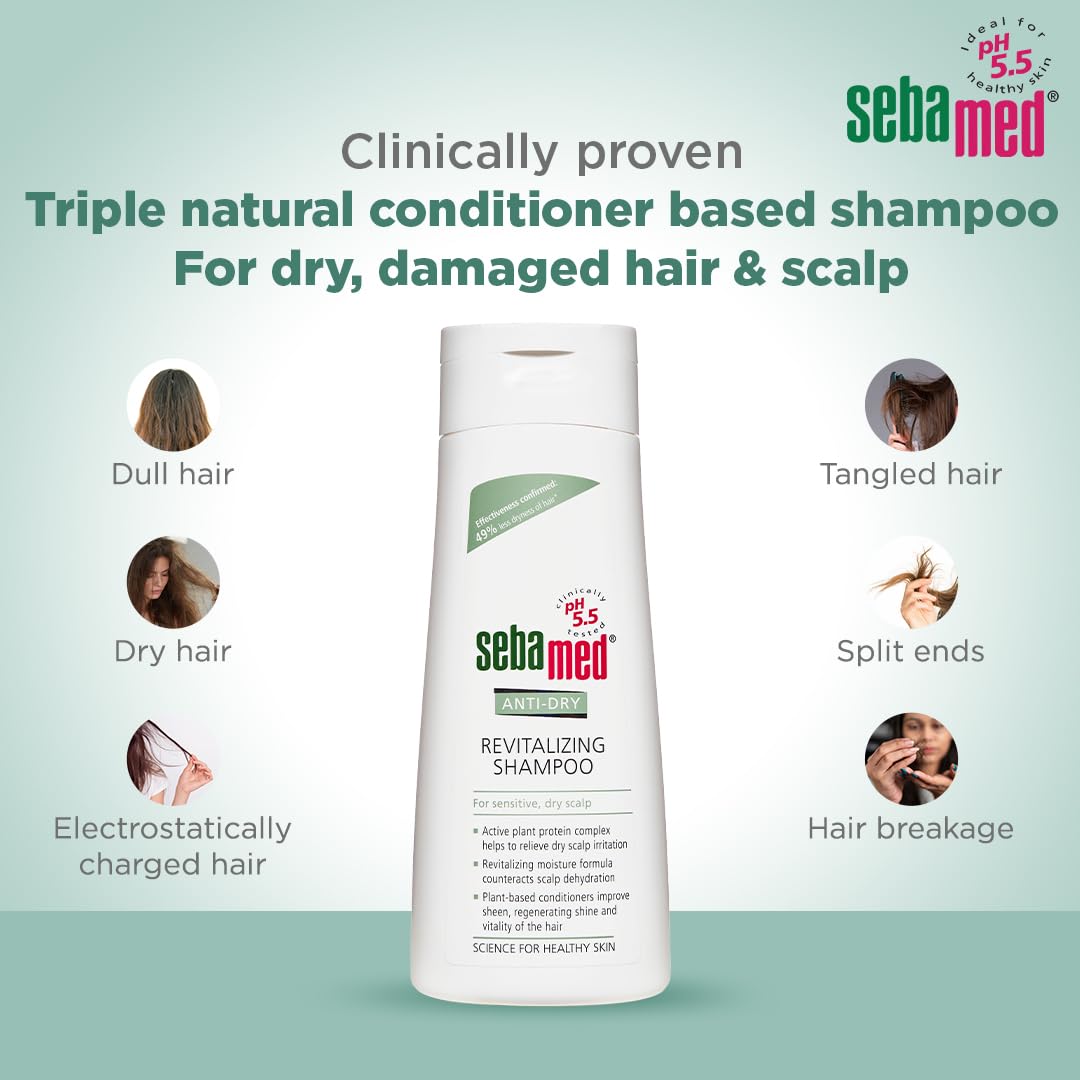 SEBAMED ANTI-DRY REVITALIZING SHAMPOO | PH 5.5 I CONFIRMED 49% LESS DRYNESS IN 3 WEEKS 200ML