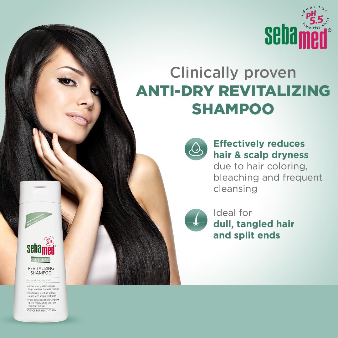 SEBAMED ANTI-DRY REVITALIZING SHAMPOO | PH 5.5 I CONFIRMED 49% LESS DRYNESS IN 3 WEEKS 200ML