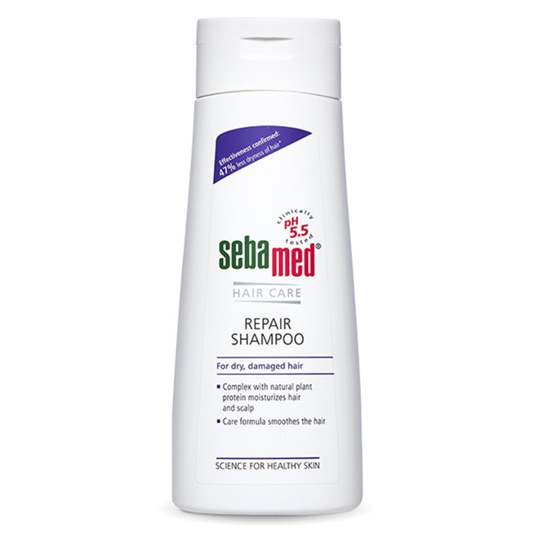 SEBAMED HAIR REPAIR SHAMPOO 47% LESS HAIR-DRYNESS CONFIRMED MOISTURISES DRY, DAMAGED HAIR 200ML