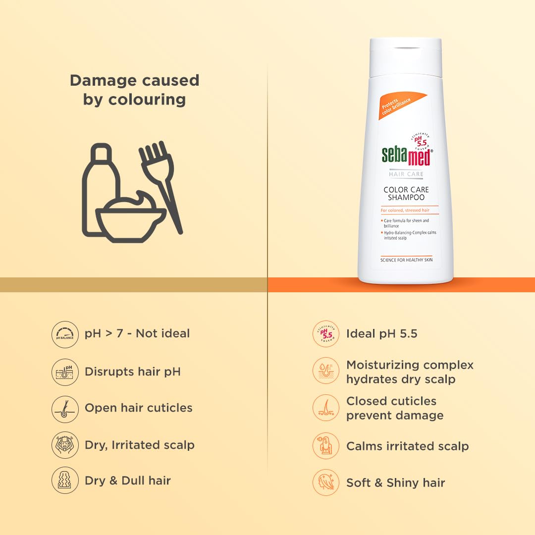 SEBAMED COLOR CARE SHAMPOO|PH5.5 REPAIRS DAMAGE DUE TO HAIR COLOURING 200ML