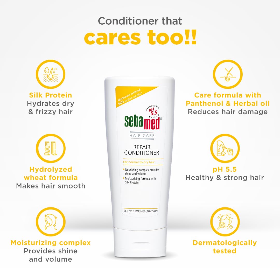 SEBAMED HAIR REPAIR CONDITIONER PH5.5 I 88% RESULTS REPAIRS DRY, DAMAGED HAIR & SCALP 200ML