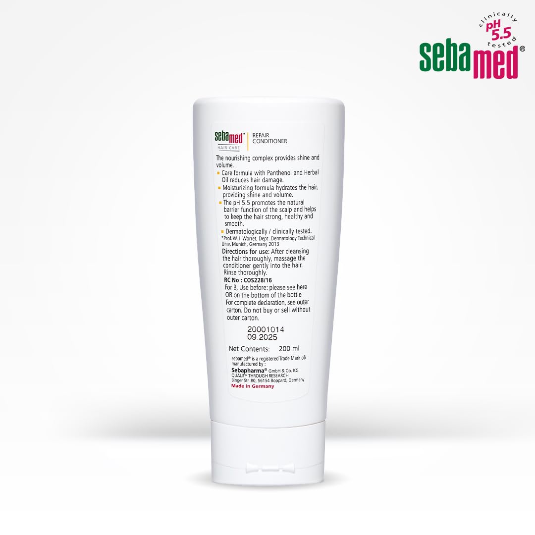 SEBAMED HAIR REPAIR CONDITIONER PH5.5 I 88% RESULTS REPAIRS DRY, DAMAGED HAIR & SCALP 200ML
