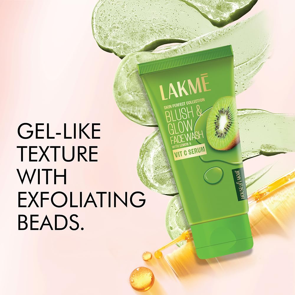 LAKME BLUSH & GLOW EXFOLIATING FACE WASH WITH VITAMIN C SERUM, REFRESHING 100ML